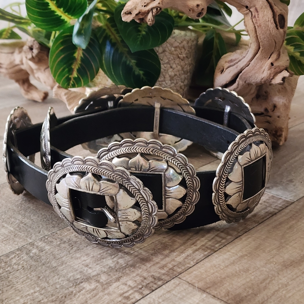 Brighton Black Leather Sunflower Concho Belt - Picture 9 of 15